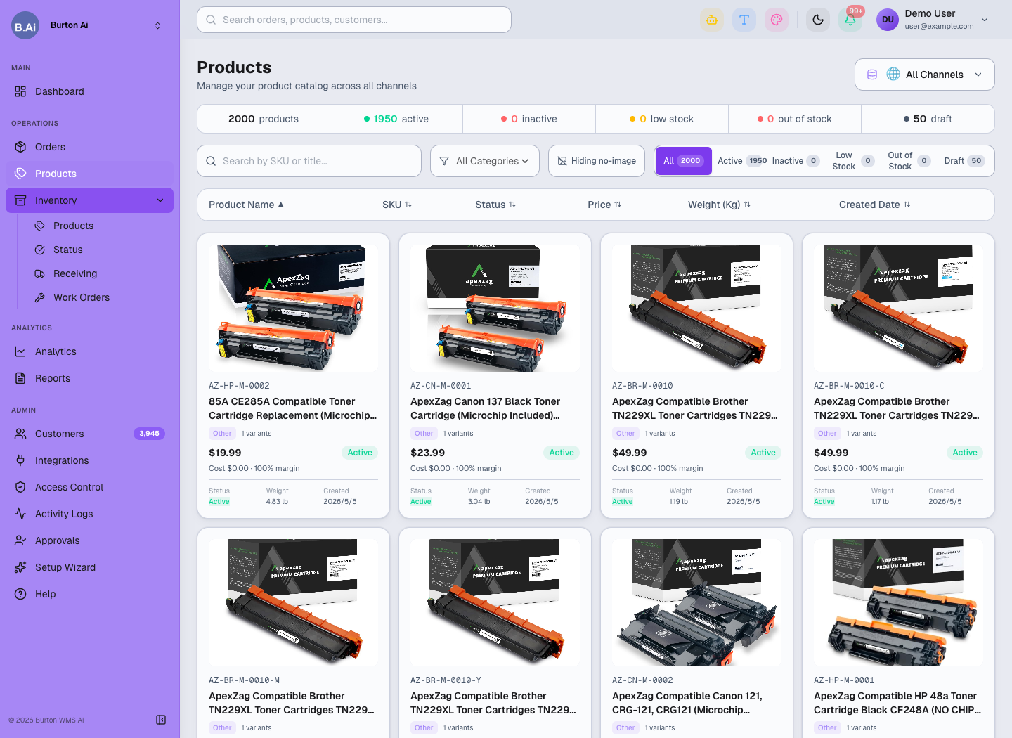 Products catalog