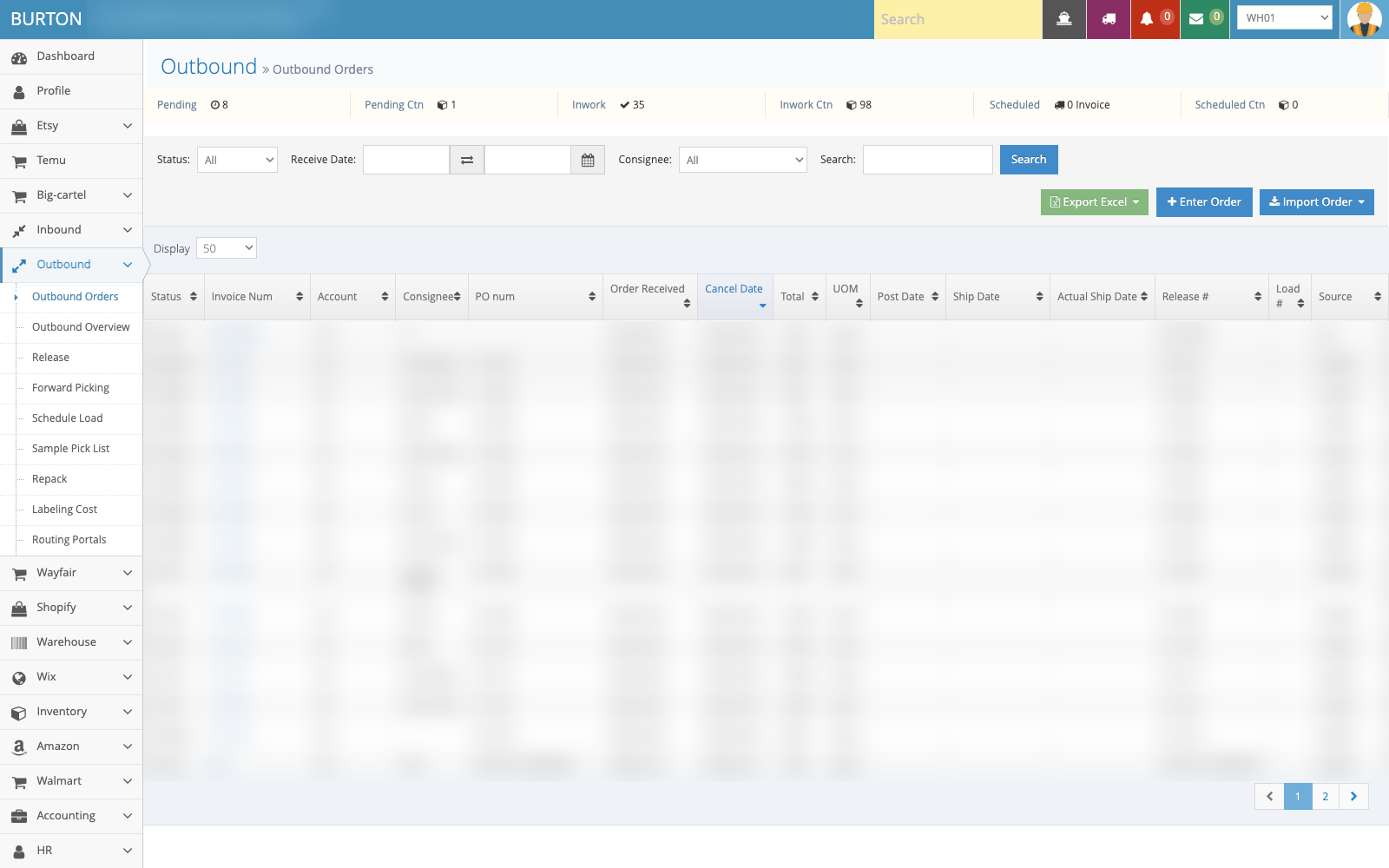 WMS outbound execution